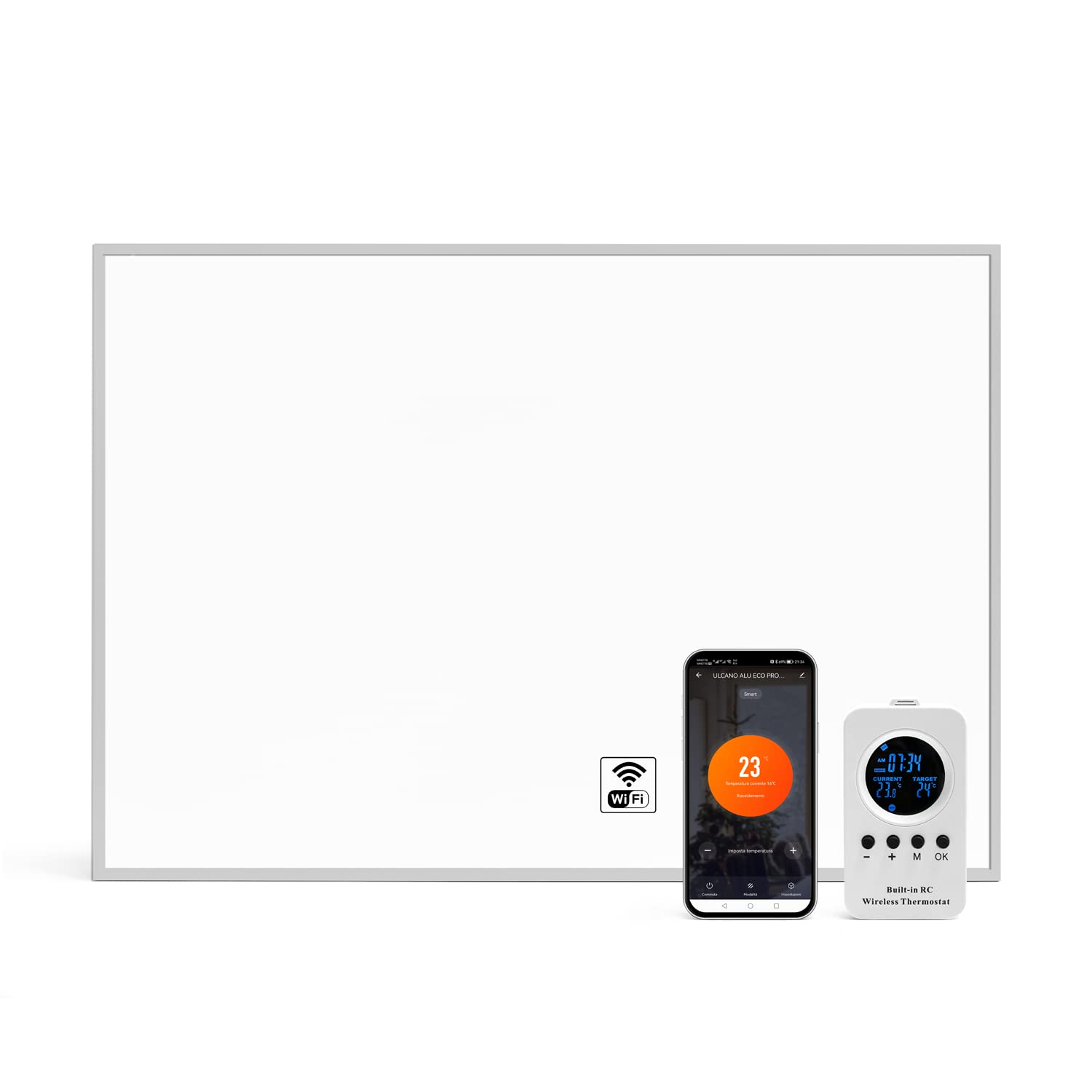 ULCANO Carbon Crystal Infrared Heating Panel 600W 100x60cm, Energy Efficient Aluminum Radiator with Thermostat & WiFi App Control - Perfect for Home, Office, and Bedroom Heating