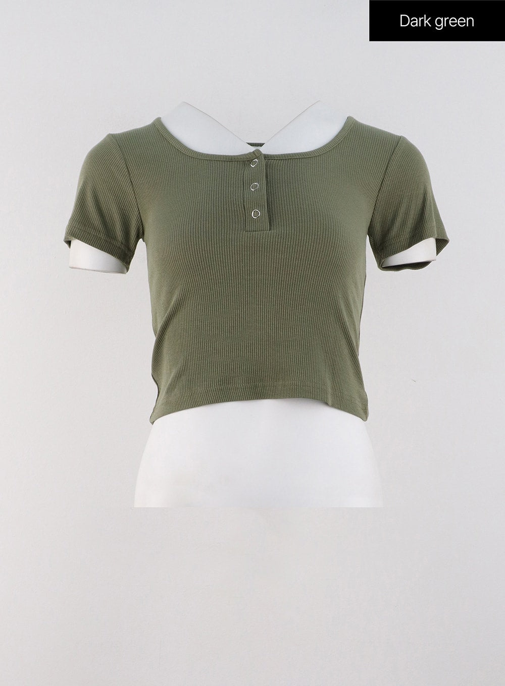 Buttoned U Neck Crop Tee OG318 - Women's Fashion Short Sleeve Shirt for Casual Wear, Date Night & Summer Outfits
