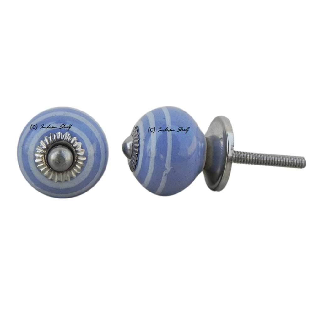 10 Pack Blue Stripe Ceramic Drawer Knobs - Elegant Kitchen Cabinet Hardware & Dresser Door Pulls for Home Decor Upgrade | Perfect for DIY Furniture Renovation, Vintage Style Cabinets & Luxury Wardrobe Handles