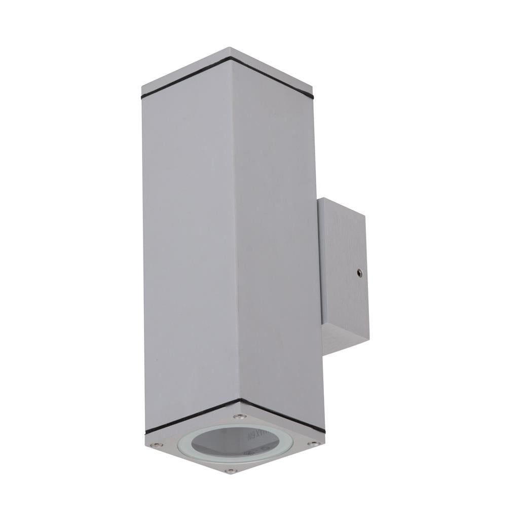 Alpha 2 x 6W GU10 Adjustable Up/Down Wall Light - Dimmable Aluminum Outdoor Sconce for Patio, Garden & Entryway Lighting