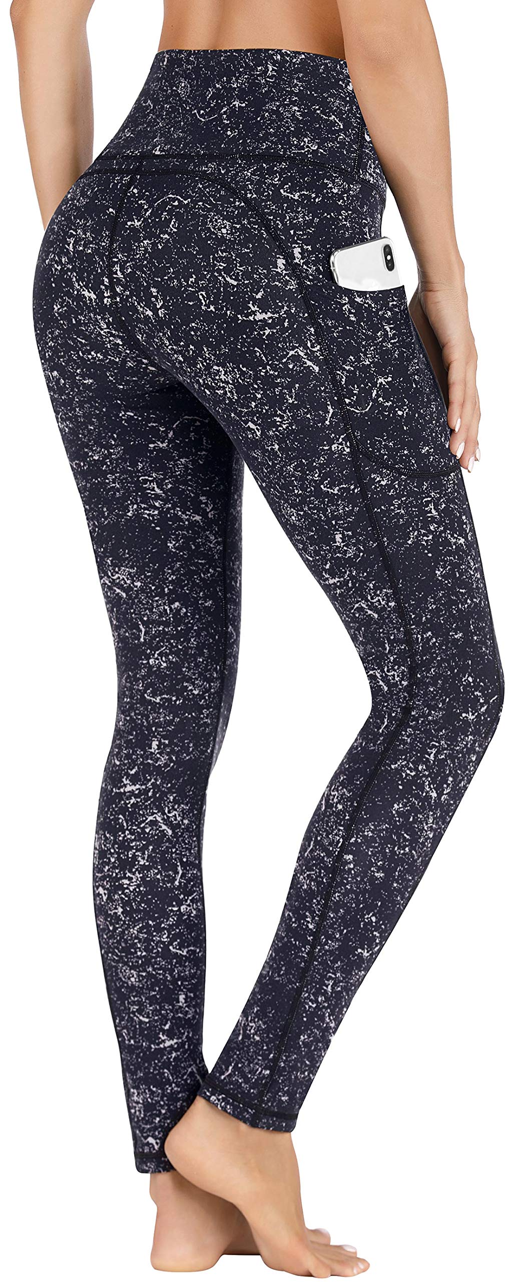 **IUGA Women's High Waisted Yoga Pants with Pockets - Printed Workout Leggings for Running, Gym & Lounge - Side Pocket Design**