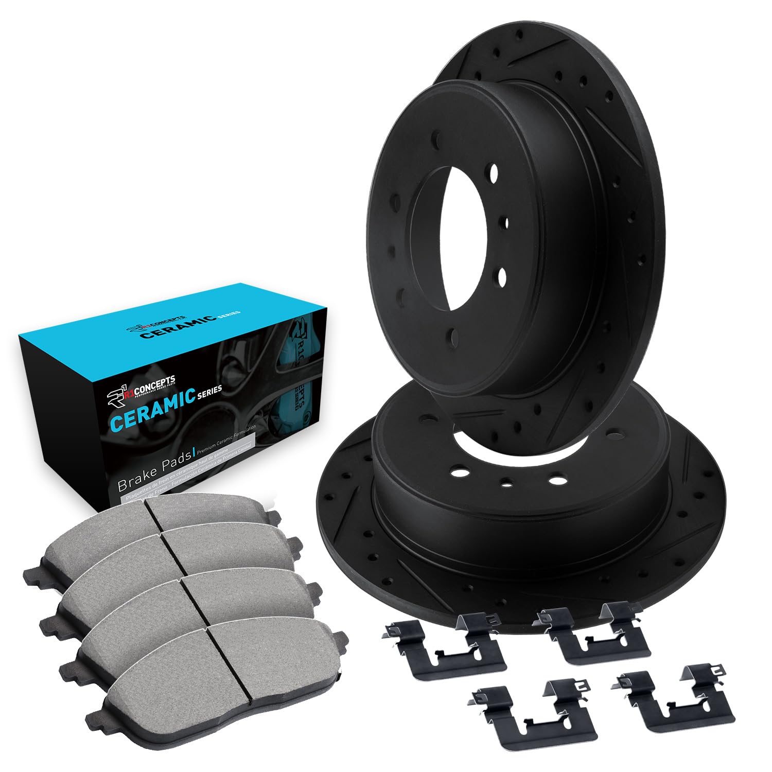 R1 Concepts Premium Front Brake Kit - Ceramic Brake Pads & Rotors with Hardware | Fits 1979-1980 Toyota Pickup | Smooth Stopping Power for Daily Commuting & Off-Road Adventures