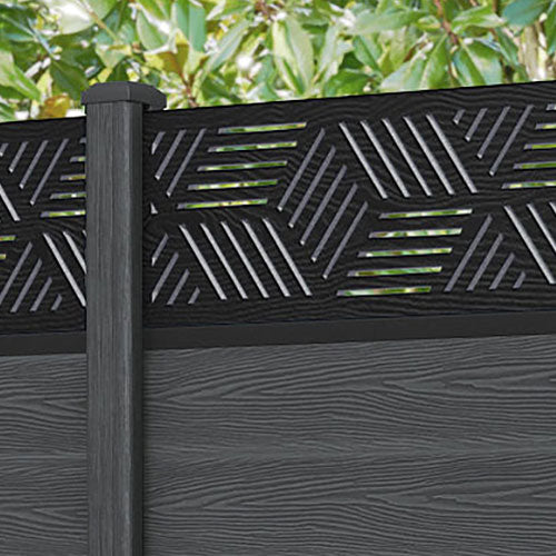 Classic Cubed Fence Panel - Dark Grey Composite Fencing with Durable Posts | Perfect for Backyard Privacy, Garden Borders & Patio Enclosures