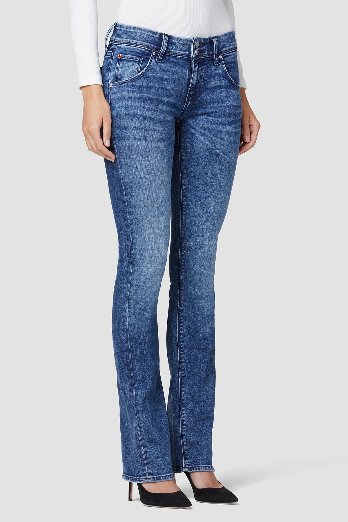 Beth Mid Rise Baby Bootcut Petite Jeans for Women - Memory Lane Collection | Comfortable Stretch Denim Pants for Casual Wear & Everyday Outfits