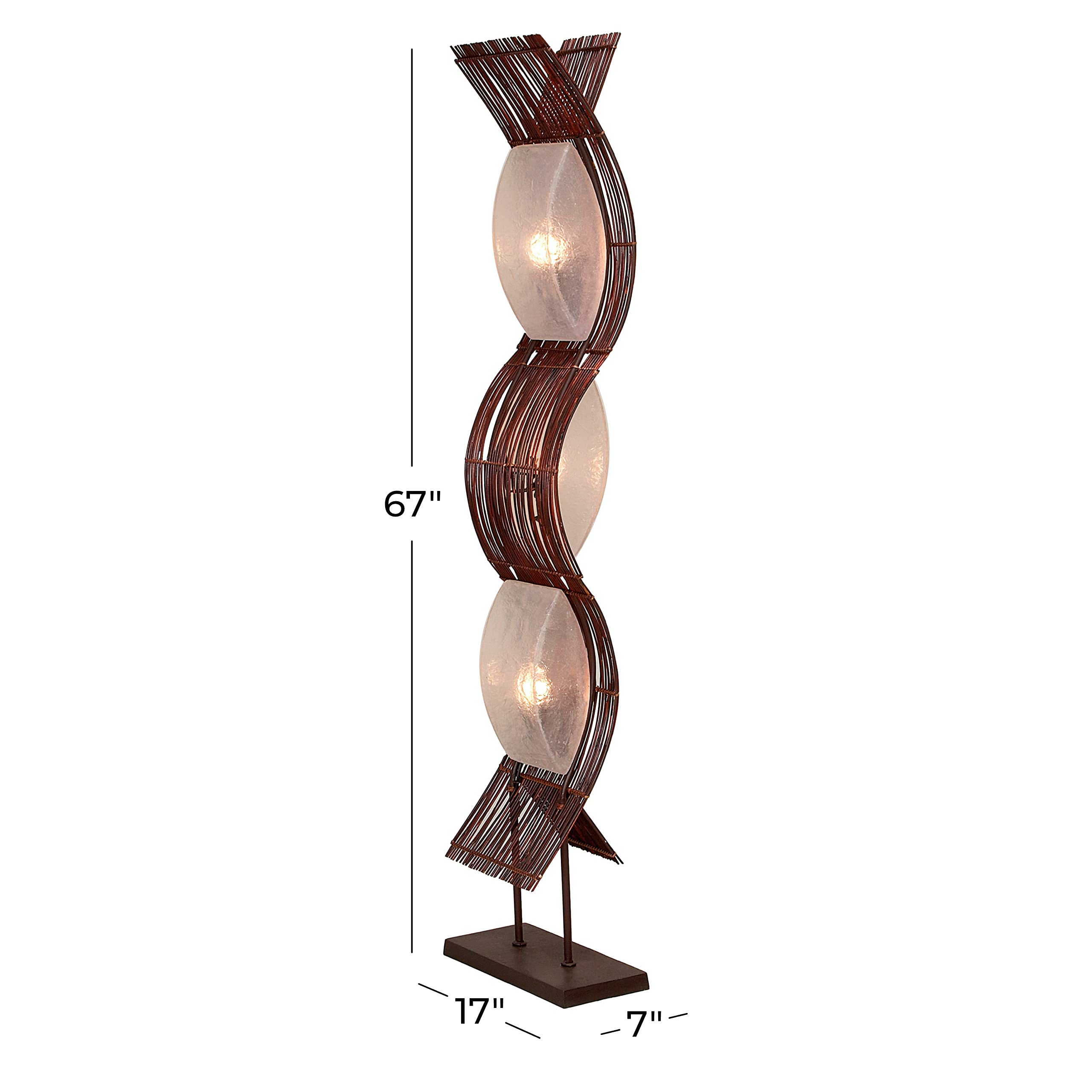 Deco 79 Modern Bamboo Wood Floor Lamp with Wavy Design & Cream Lampshade - 67