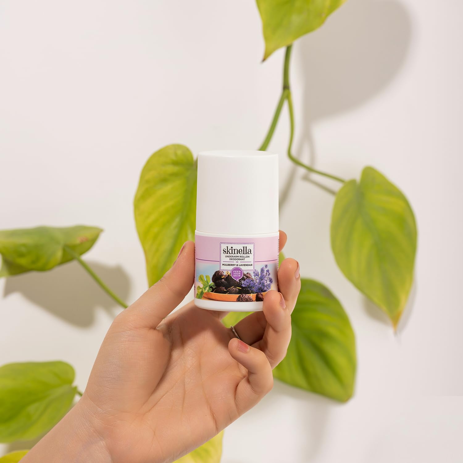 Skinella Natural Deodorant Roll-On - Mulberry & Lavender Scent for Men & Women | Underarm Whitening & Lightening | Aluminum-Free, Long-Lasting 50ml | Ideal for Daily Freshness & Sensitive Skin Care
