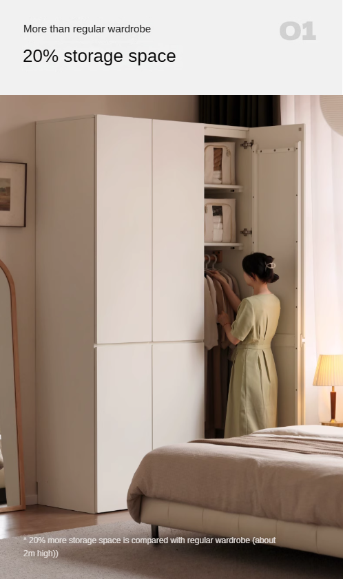 Pine Solid Wood Sectional Large Wardrobe - Cream Style Modern Closet for Bedroom & Living Room Storage Organization