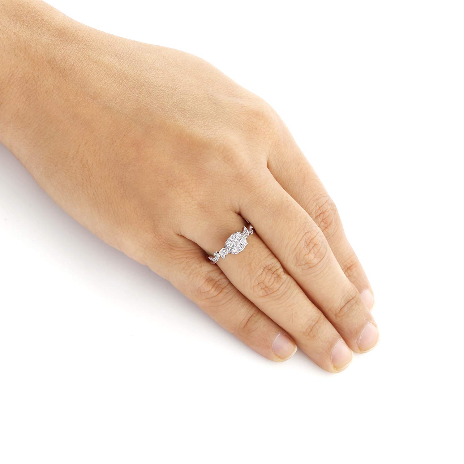 1/3ct Round White Diamond 10k Rose Gold Floral Promise Ring for Women - Elegant Engagement, Wedding, Anniversary Gift for Her