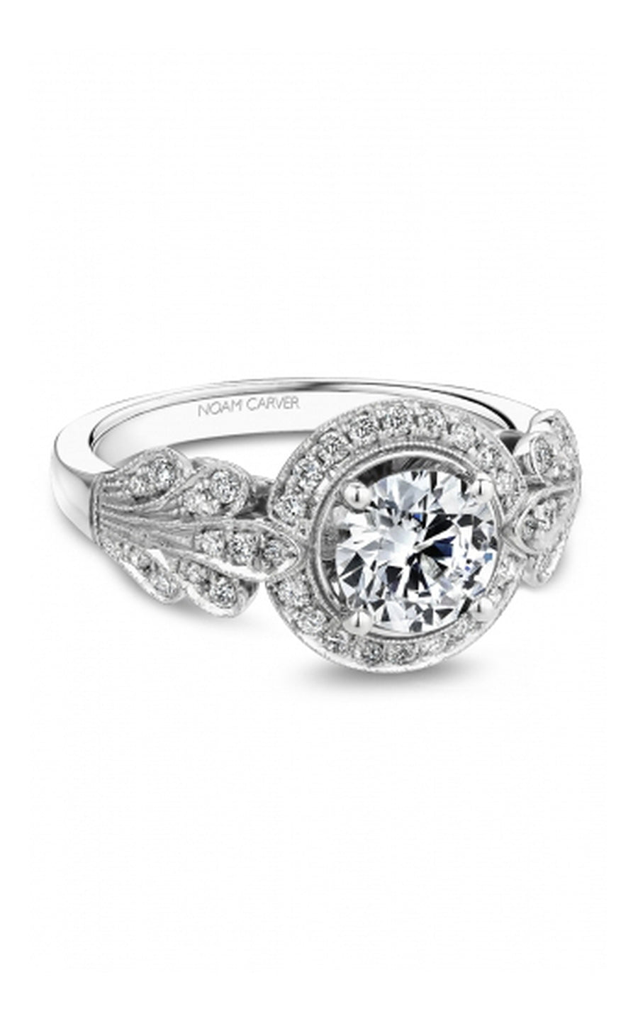Noam Carver B517 01A Bridal Engagement Ring - 14K White Gold Diamond Wedding Band for Women, Perfect for Proposals, Anniversaries & Romantic Occasions