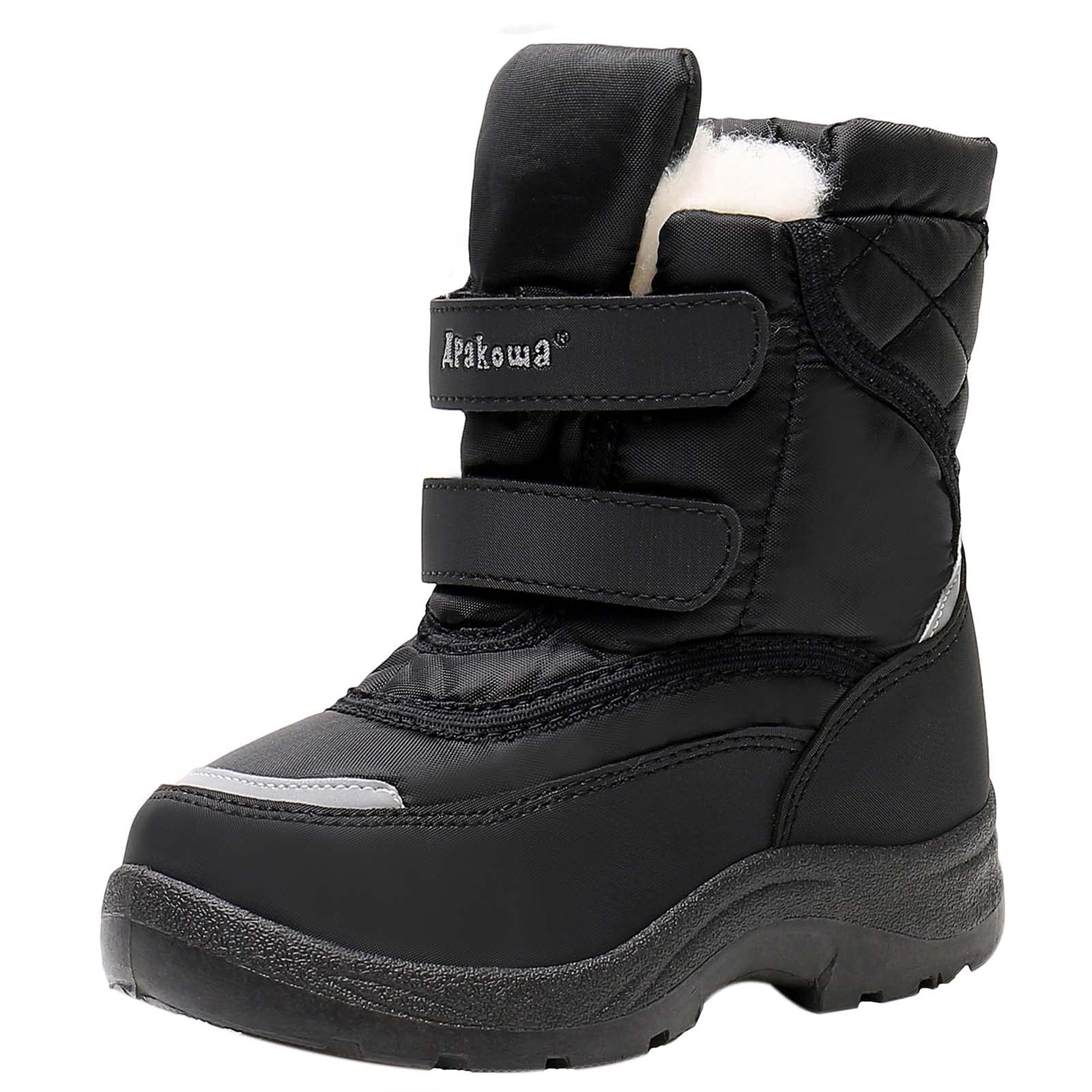 Apakowa Kids Winter Snow Boots for Boys & Girls - Waterproof, Warm & Comfortable Toddler & Little Kid Boots for Snow Play, Outdoor Activities & Cold Weather