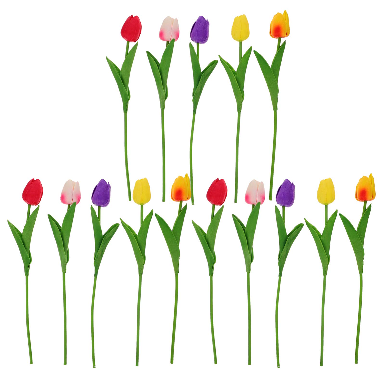 VOSAREA 15pcs Real Touch Artificial Tulip Flowers - Silk Fake Tulips for Bouquet, Wedding Centerpiece, Office & Home Decor - Perfect for Desk Decorations, Party Arrangements & Room Decoration