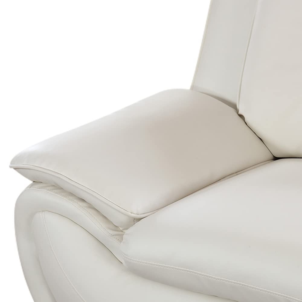 3-Piece Modern Leather Living Room Furniture Set - Cream White Sofa, Loveseat & Armchair | Comfortable Couch Set for Home Theater, Family Gatherings & Cozy Lounging