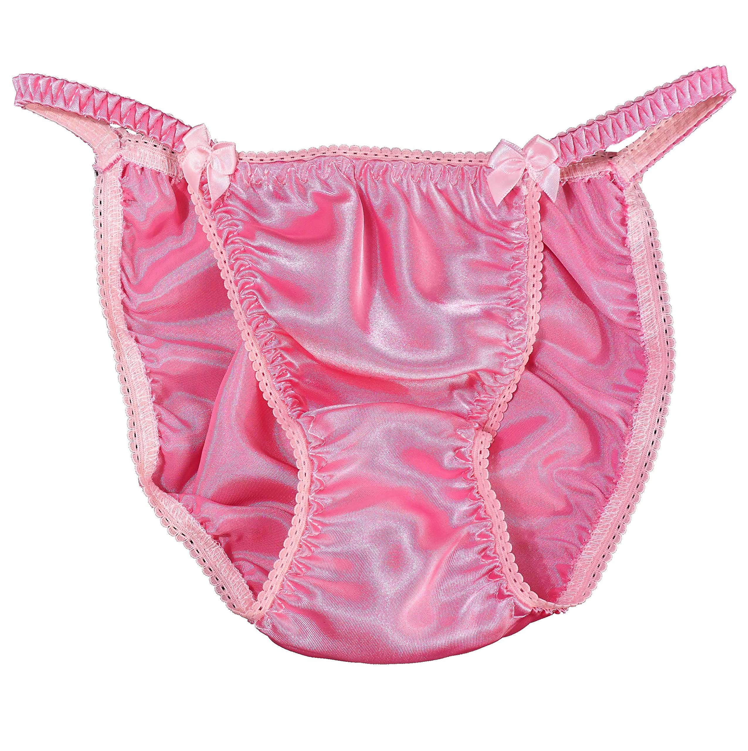 Ania's Poison Ladies Panties - Classy Cut Pink Satin String Bikini Underwear for Women, Shiny & Comfortable, Size S-2X (Small) - Perfect for Date Nights, Lingerie Gifts & Sensual Occasions