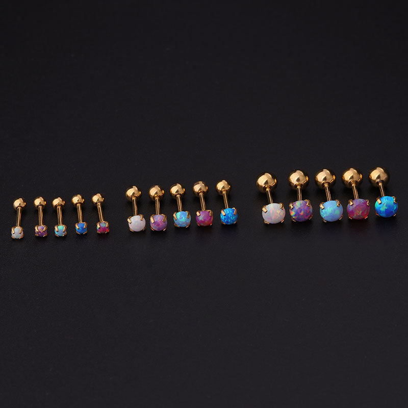 20G Cartilage Tiny Stud Earrings - Flat Back Opal Ear Studs for Women | Hypoallergenic Piercing Jewelry for Helix, Tragus, Nose & Ear Lobe | Perfect for Everyday Wear & Special Occasions