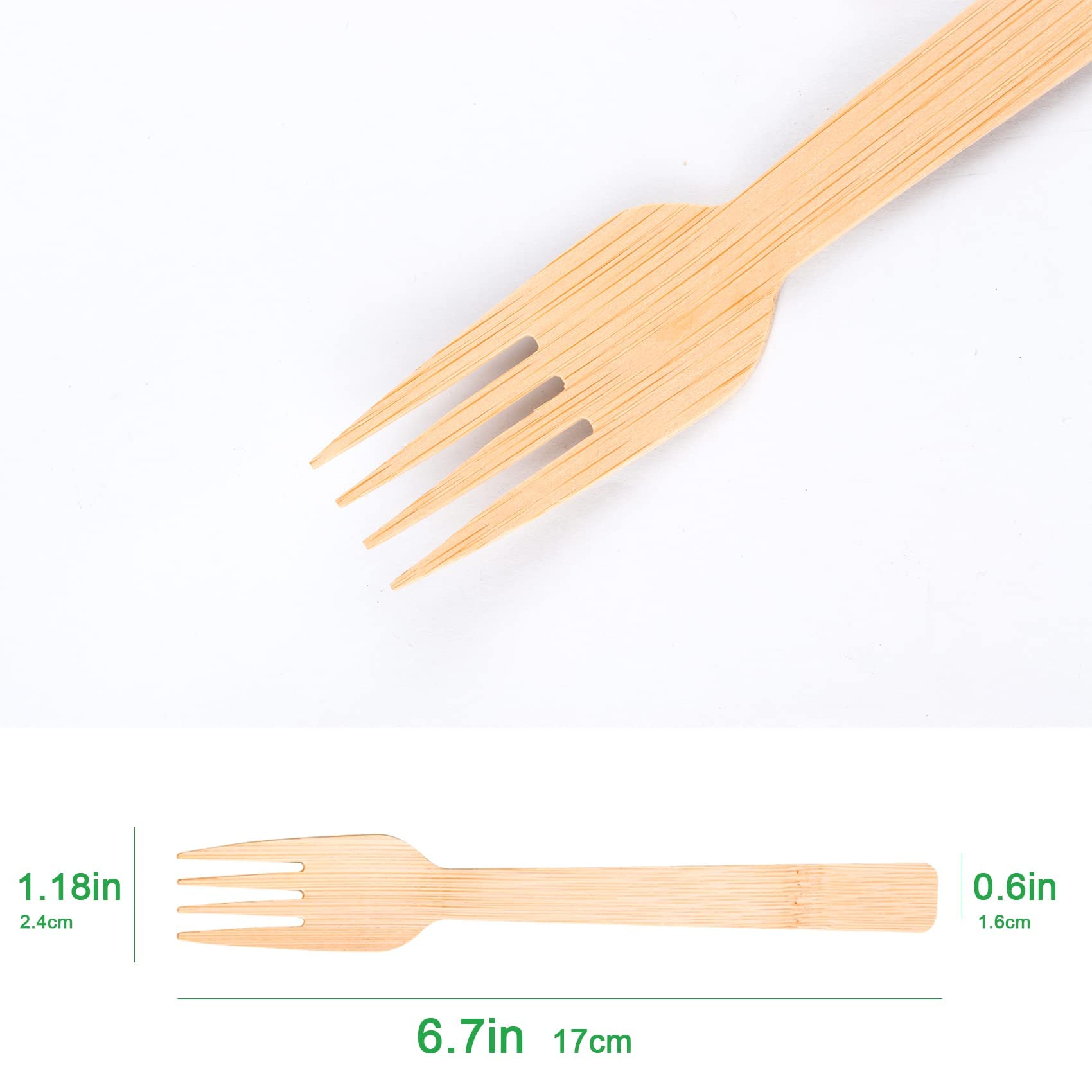 100% Biodegradable Bamboo Forks - 6.7