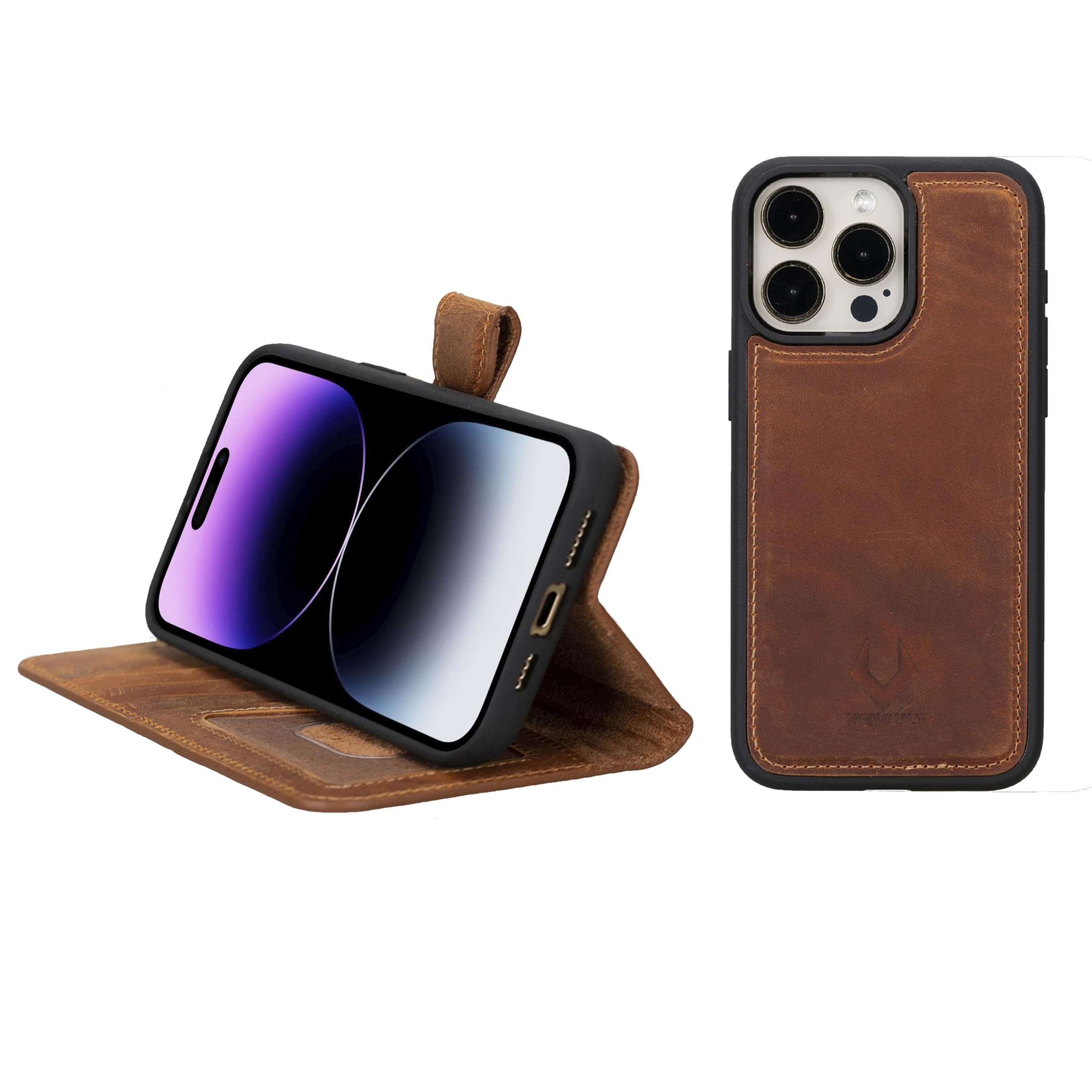 Premium Genuine Leather Magnetic Detachable Flip Case for iPhone 16 Pro Max (6.9