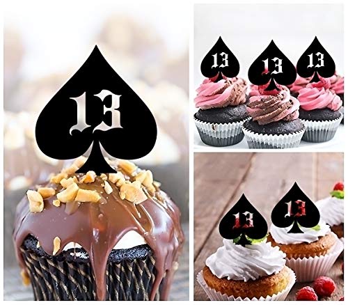 Lucky Number 13 Silhouette Acrylic Cupcake Toppers - 10 Pack for Wedding, Birthday Party Decorations - Perfect for Anniversary Celebrations, Baby Showers & Dessert Table Displays