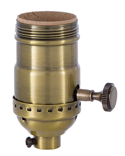 Vintage Style Brass Turn Knob Lamp Socket - Early Electric 3-Way Switch with Antique Brass Finish & Uno Thread Shell - Perfect for Table Lamps, Floor Lamps & DIY Lighting Projects