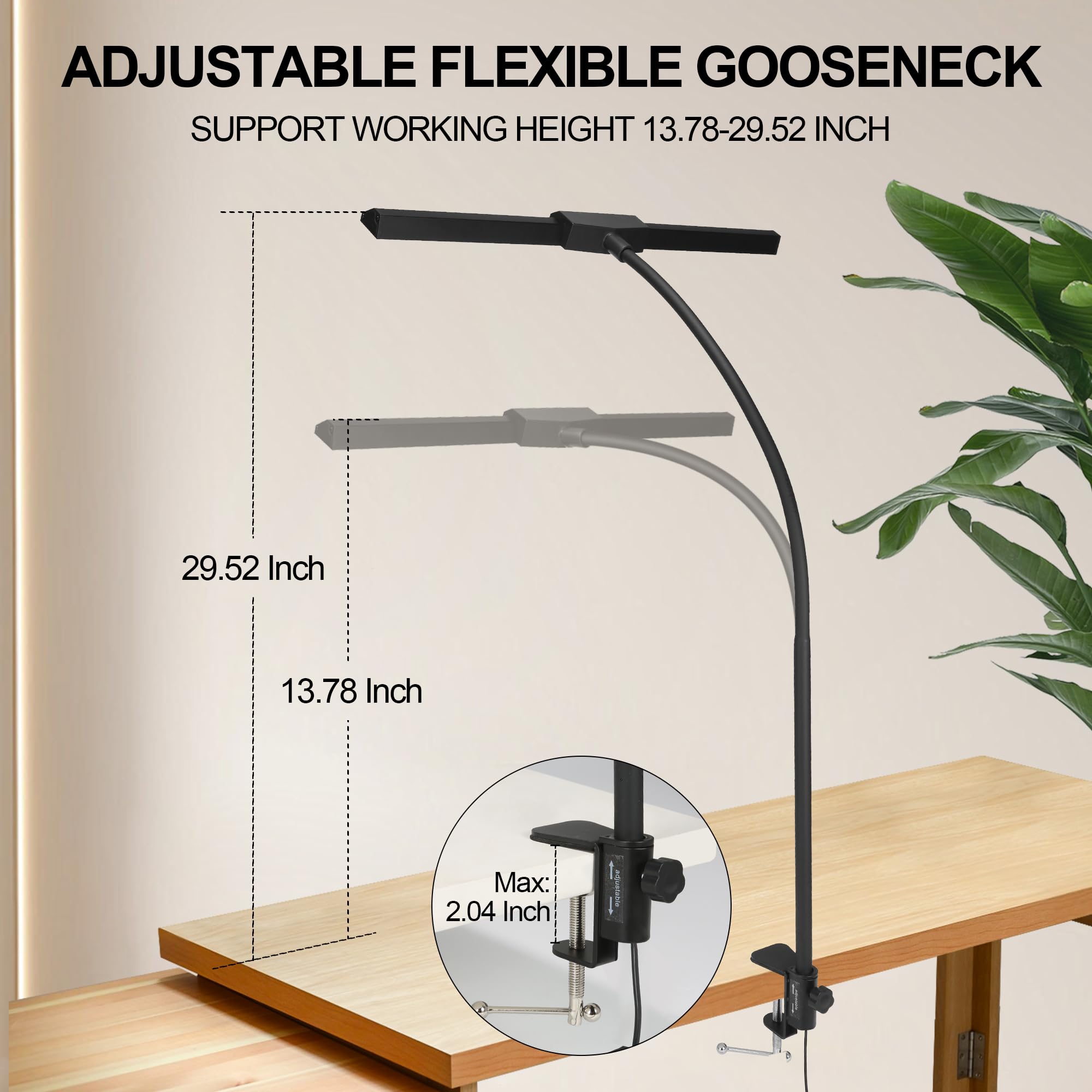 Adjustable Clamp Desk Lamp with 3 Light Modes & 10 Brightness Levels - LED Office Home Study Lamp for Computer Table, Workbench, Monitor (Perfect for Reading, Working & Night Use)