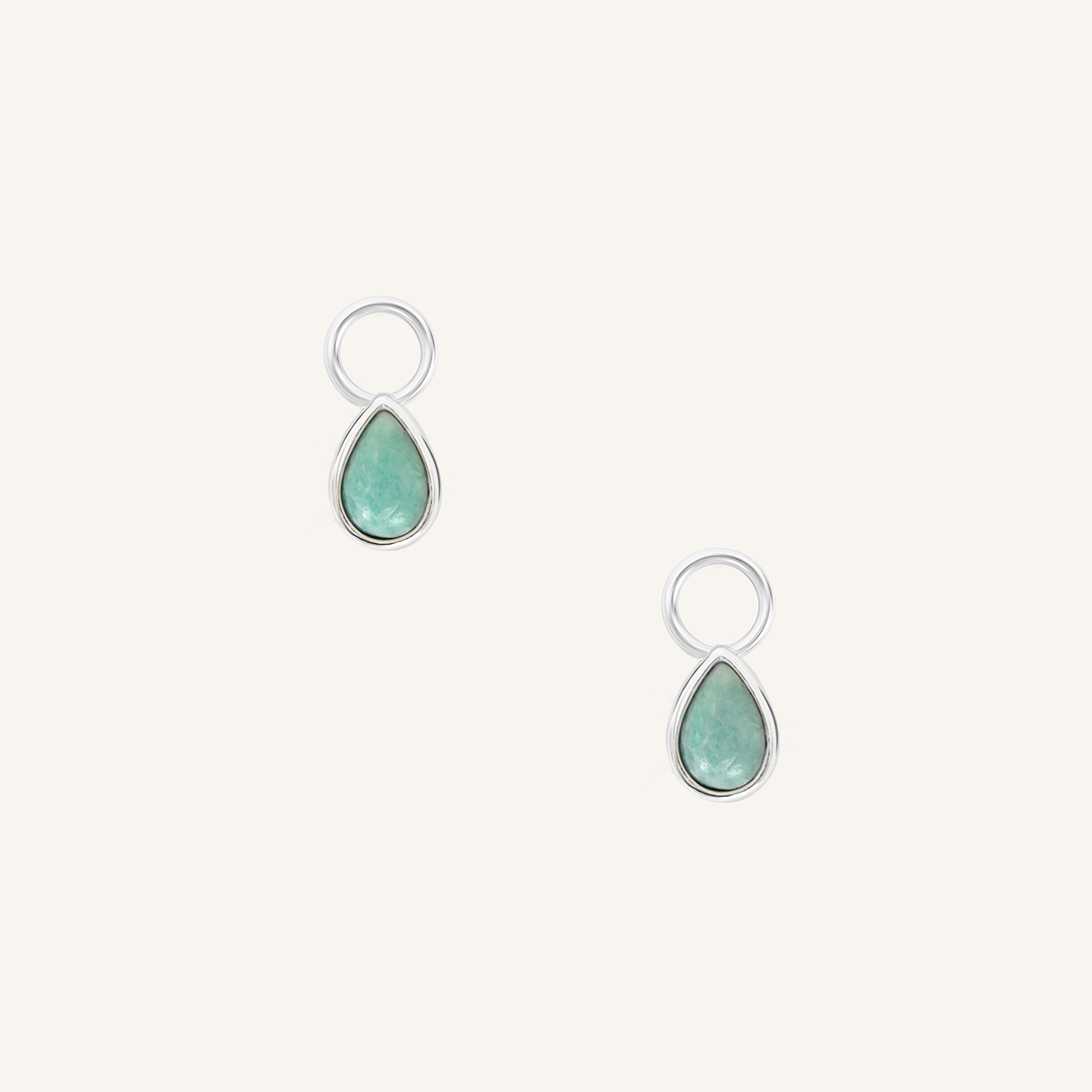 Amazonite Gemstone Hoop Earrings Set of 2 - Dainty Bohemian Jewelry for Women - Perfect for Everyday Wear, Office & Date Night