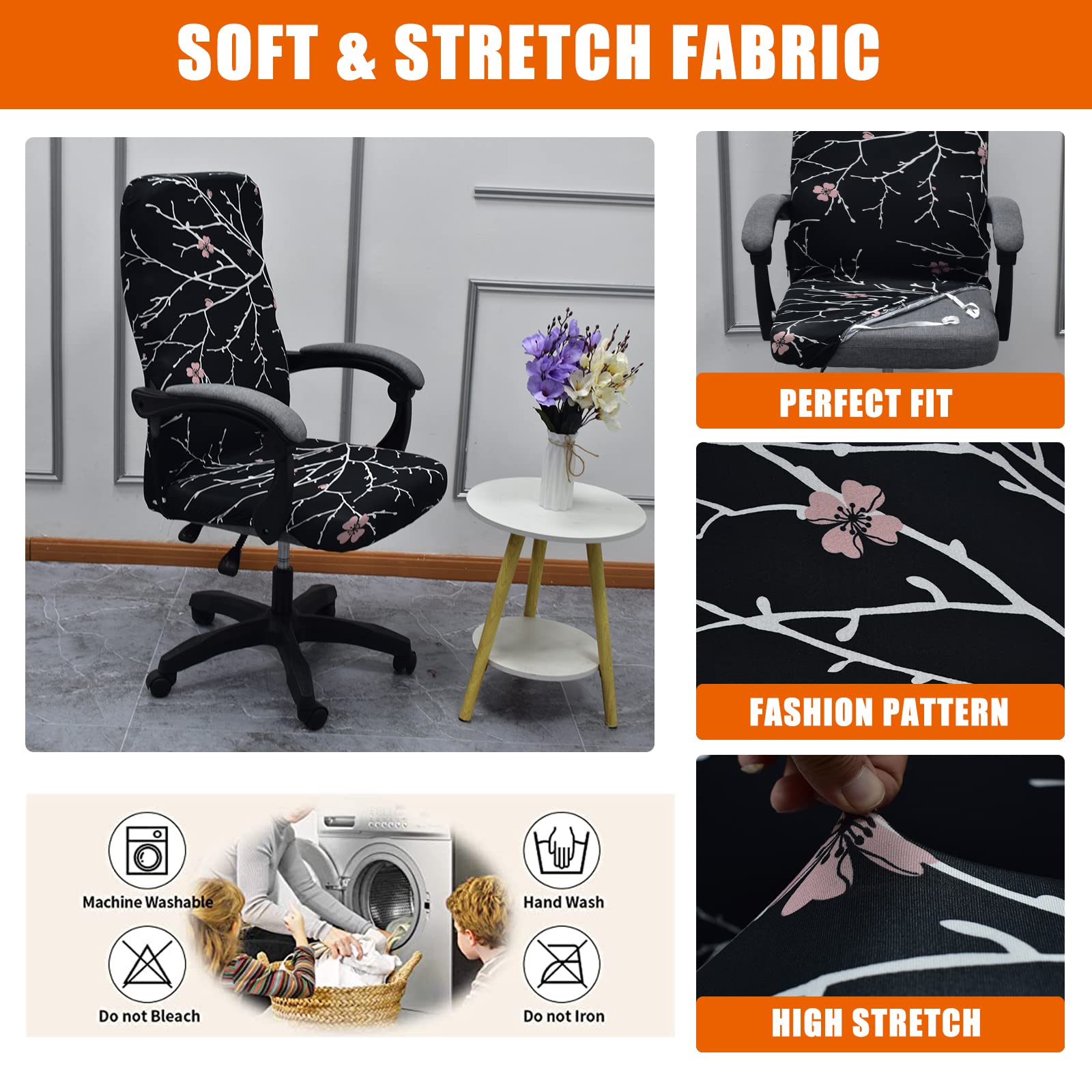 CRFATOP Universal Stretch Office Chair Cover - Durable Zipper Design for High Back Computer Chairs (Size L, Model A16) | Simplistic Style Slipcover for Home & Office Workspaces - Perfect for Desk Chairs, Gaming Chairs & Rotating Task Chairs