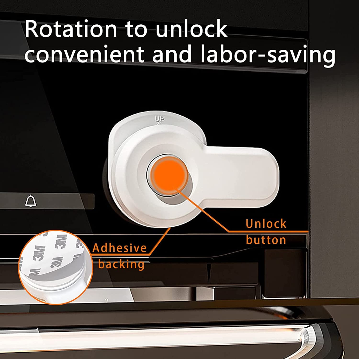 ZERRIOY 2-Pack Child Proof Oven Locks with 3M Adhesive - Heat Resistant Baby Safety Cabinet Locks for Oven, Dishwasher, Drawers & Cabinets - Easy Installation White (Perfect for Childproofing Kitchens & Homes)