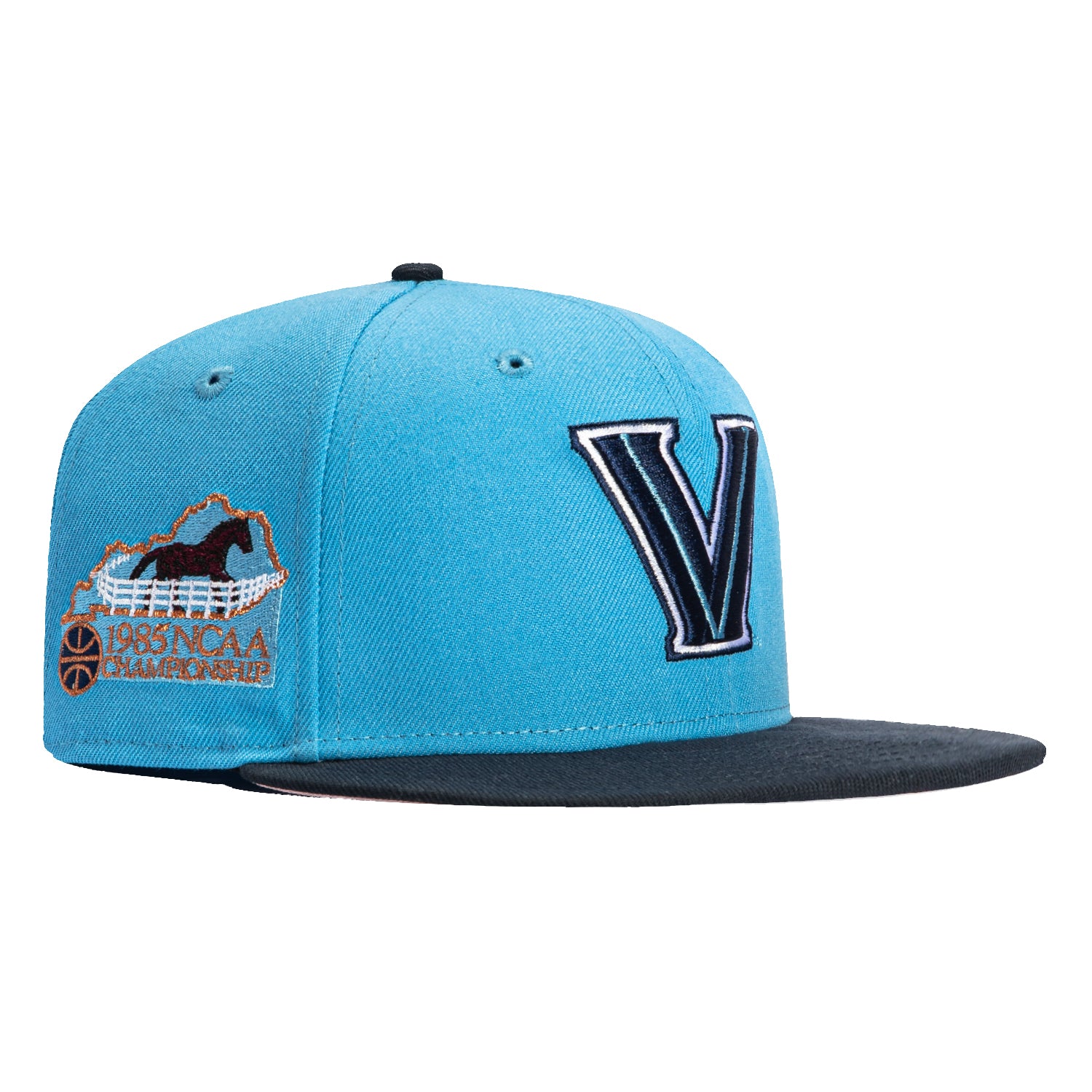 New Era 59Fifty Villanova Wildcats 1985 Final Four Patch Snapback Hat - Light Blue & Navy - Vintage College Basketball Cap for Fans & Collectors - Perfect for Games, Tailgating & Sports Memorabilia Display