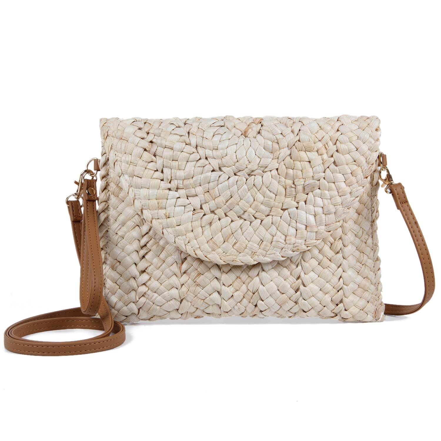 Empire Women's Summer Straw Clutch Purse - Woven Beach Shoulder Bag for Women, Casual Envelope Wristlet Handbag for Vacation, Pool Party, and Outdoor Events