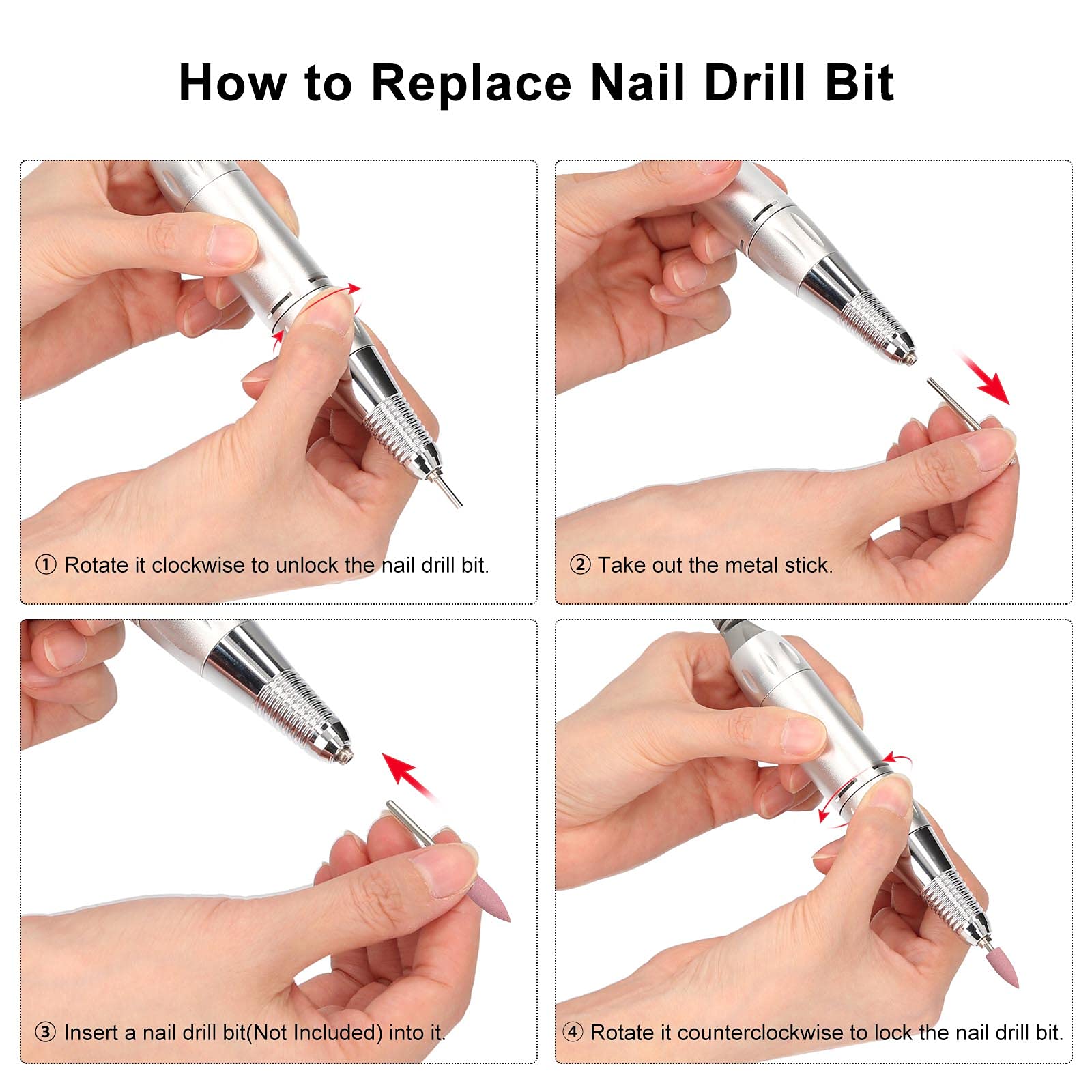 Portable Electric Nail File Pen - Professional Manicure Tool for Nail Polish Removal & Nail Shaping (Silver) | Perfect for Home Use, Salon Professionals & Travel Nail Care - Layfoo