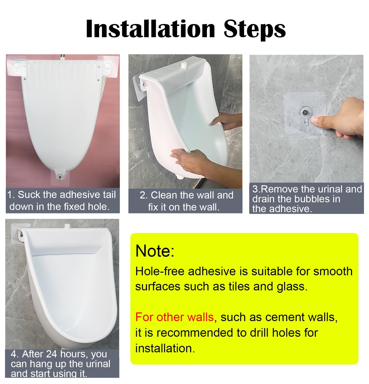 Wall Mounted Urinal for Men - White Flushing Male Toilet with Mounting Accessories | Ideal for Public Restrooms, Factories, Schools & Prisons | Durable & Hygienic Bathroom Solution for High-Traffic Areas