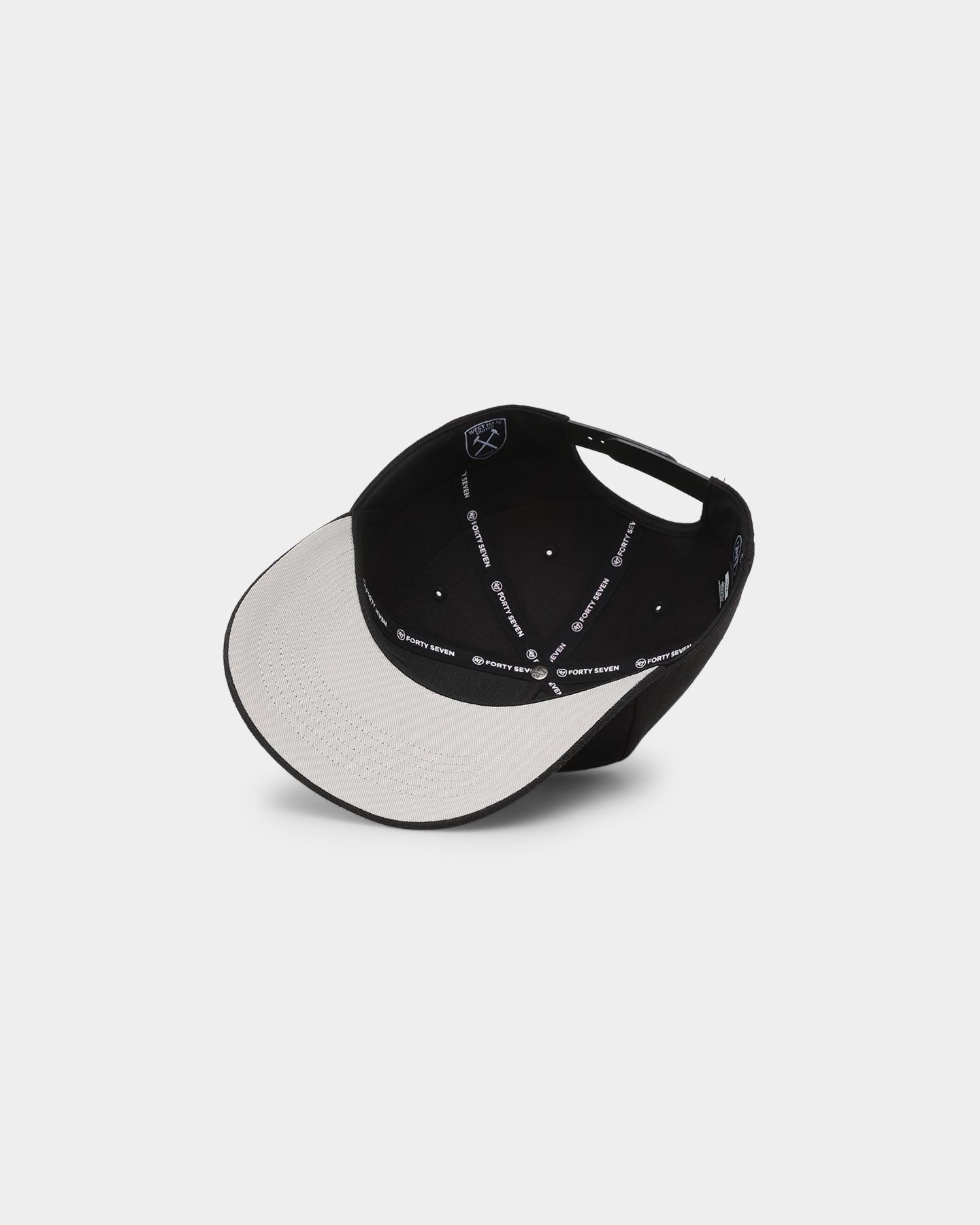 47 Brand West Ham United Football Club Replica 47 MVP DT Snapback Black Hat - Adjustable Baseball Cap for Men & Women - Perfect for Sports Fans, Game Day & Casual Wear