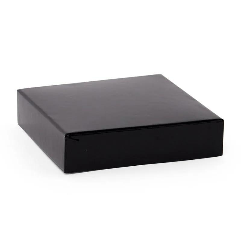 Black Glossy Gift Box Lids 6x6x1.5 Inch - Bulk Pack of 200 for Christmas Presents & Party Favors | Foldable Cardboard Box Covers for Holiday Gifting, Wedding Favors, Retail Packaging & Special Occasions