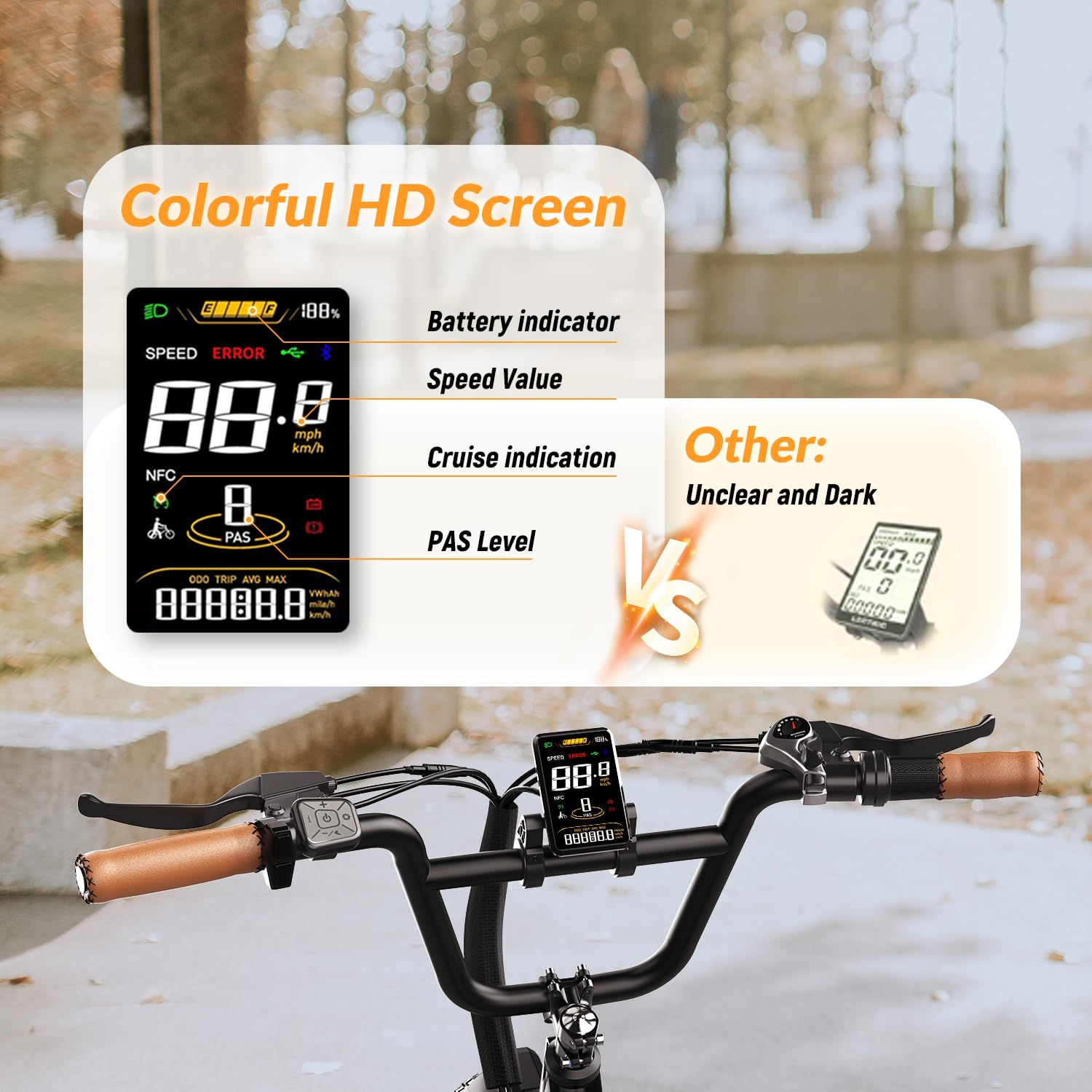 1500W Peak Electric Bike for Adults - 48V 20Ah Removable Battery, 70 Miles Max Range & 30MPH Speed - 20