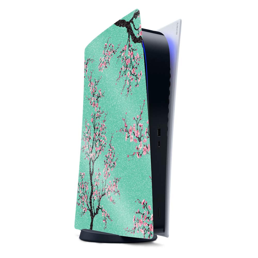 Glossy Glitter PS5 Skin - Cherry Blossom Design for Gaming Setup