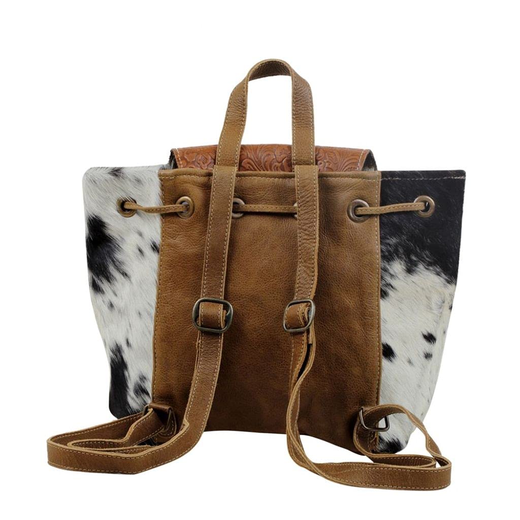 Myra Bag Must Have Backpack - Upcycled Cowhide & Leather S-2843 - Durable & Stylish for Travel, Work & School