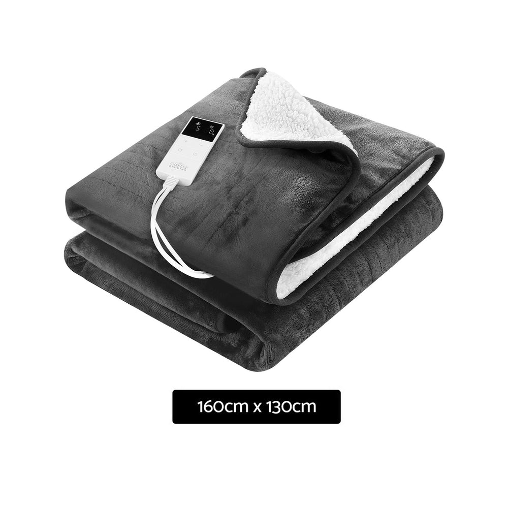 Electric Heated Throw Blanket - Washable Flannel Snuggle Rug for Winter - Cozy Grey Blanket for Sofa, Bed & Home Comfort