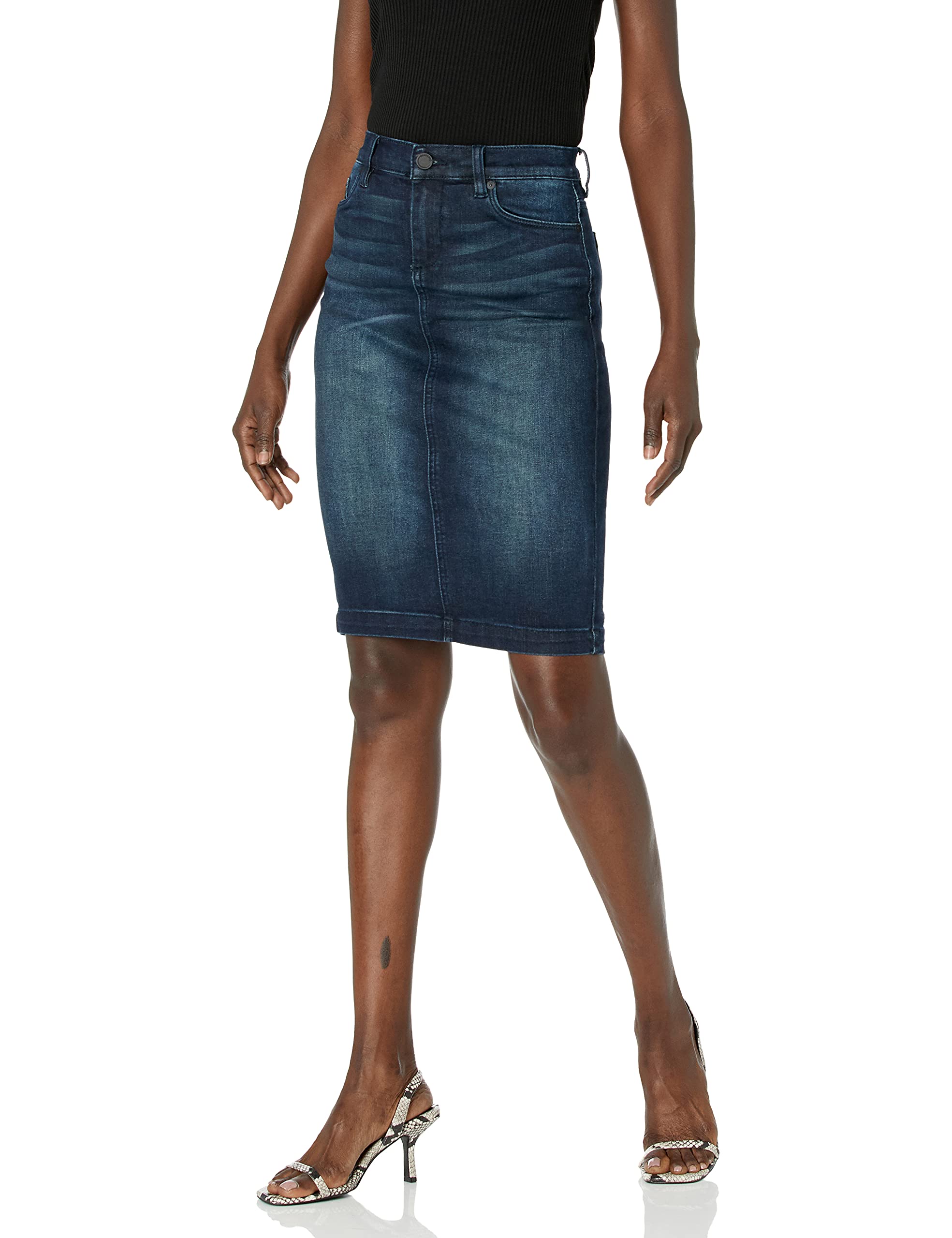 BLANKNYC Women's Stretch Pencil Skirt - Slim Fit Office Work Skirt, Comfortable High Waist Professional Midi Skirt for Business, Cocktail Parties & Formal Events