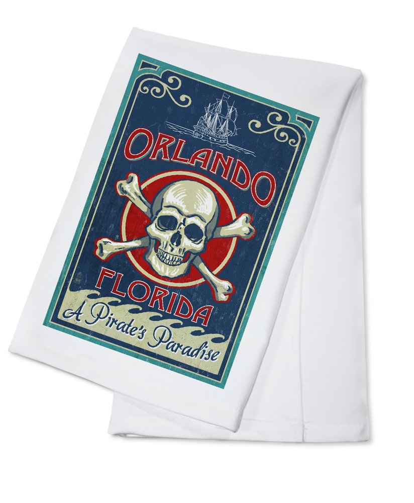 Vintage Skull and Crossbones Tea Towel - 100% Cotton Decorative Hand Towel for Kitchen, Home Decor & Orlando Florida Themed Gifts - Perfect for Beach Houses, Pirate Parties & Gothic Home Styling