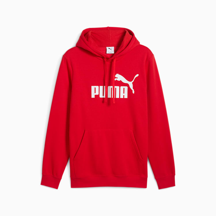 PUMA Men's Essentials Logo Fleece Hoodie - Red, Comfortable & Stylish Pullover for Casual Wear, Gym, and Outdoor Activities