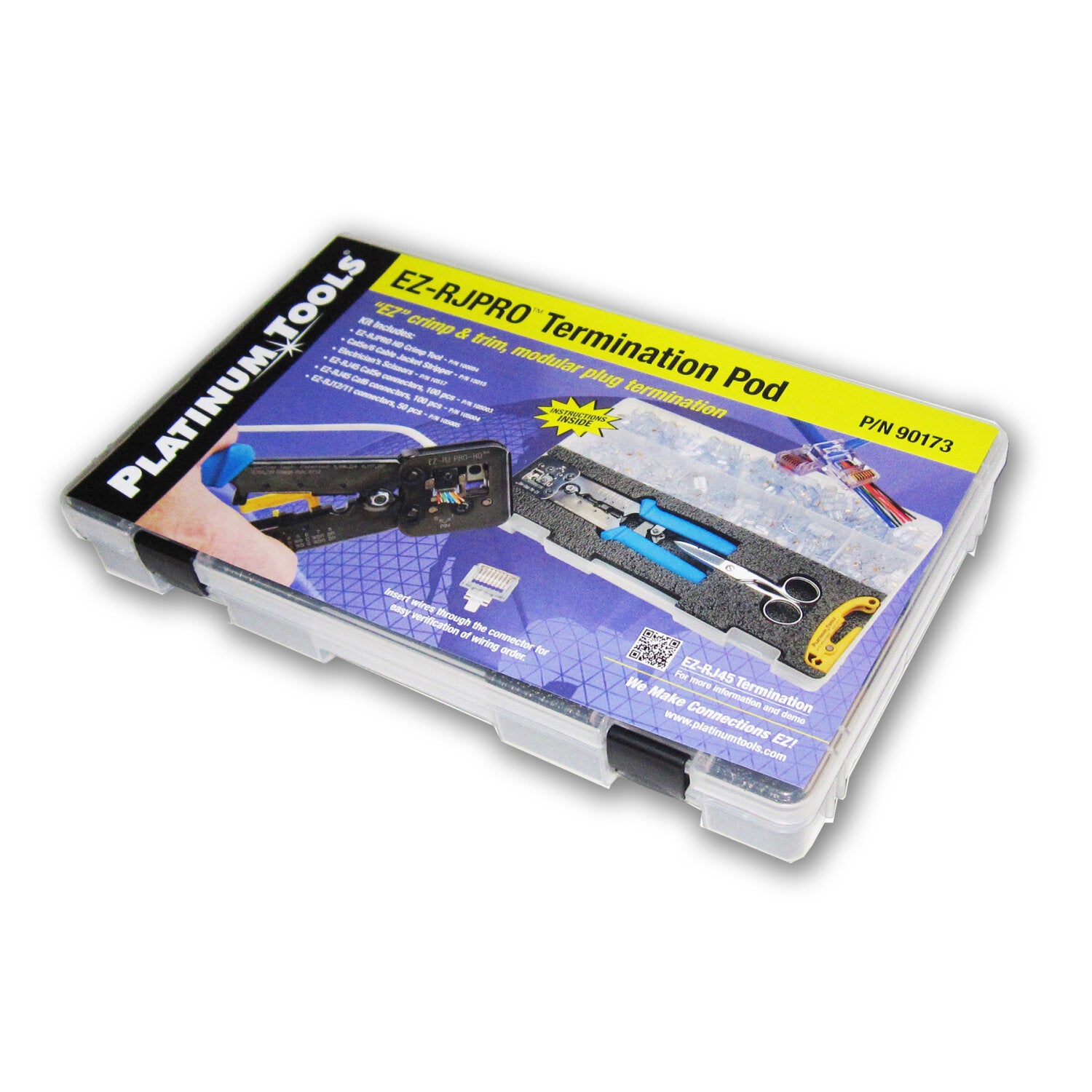 Platinum Tools 90173 EZ RJPRO Termination Kit - Pass Through RJ45 & RJ12/11 Connectors, Basic Network Installation with Plastic Case - Perfect for Home & Office Ethernet Cable Wiring