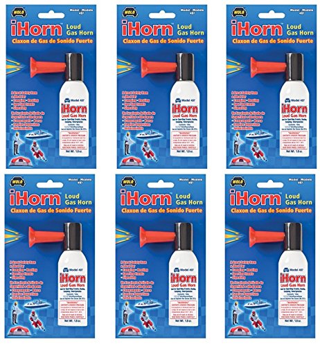 Wolo 497 iHorn Mini Handheld Gas Horn - 6 Pack | Loud Emergency Air Horn for Boats, Trucks, Sports Events & Safety Alerts | Compact Portable Warning Device for Marine, Vehicles & Outdoor Activities