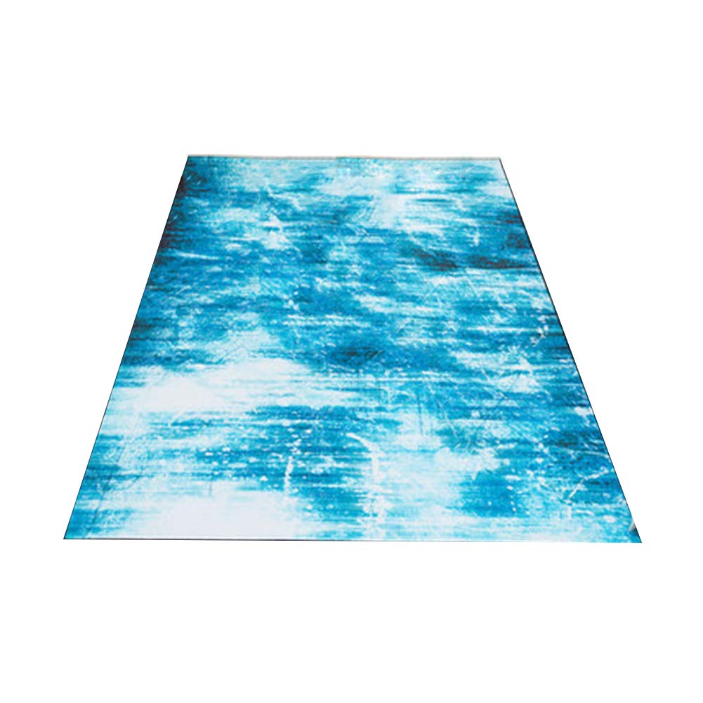 GHGMM Mediterranean Style Blue Striped Carpet Rug Mat 140x200cm - Non-Slip Floor Mat for Living Room, Coffee Table, Bedroom & Home Decor