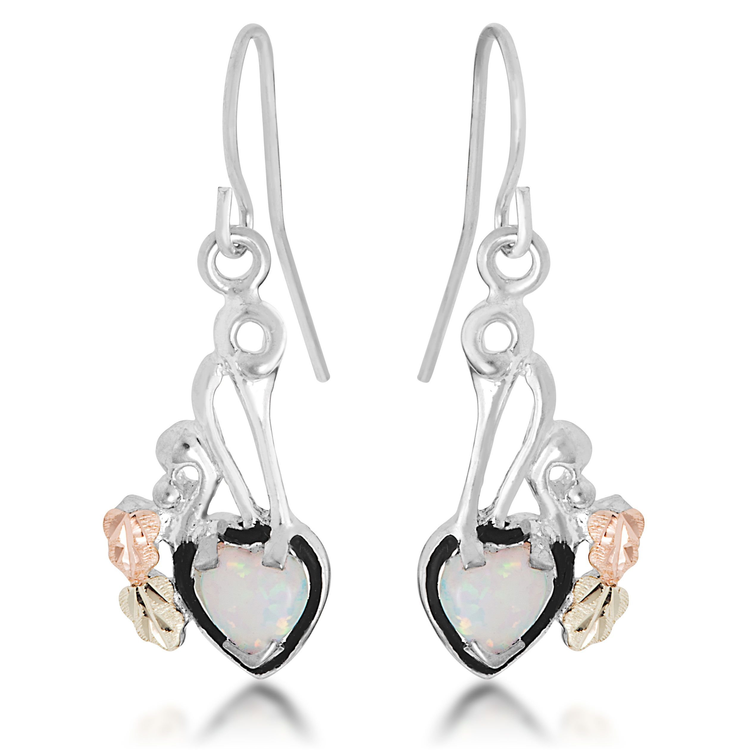 Landstroms Black Hills Dangling Opal Heart Earrings in Sterling Silver | Elegant Birthstone Jewelry for Women | Perfect for Valentine's Day, Anniversary & Special Occasions