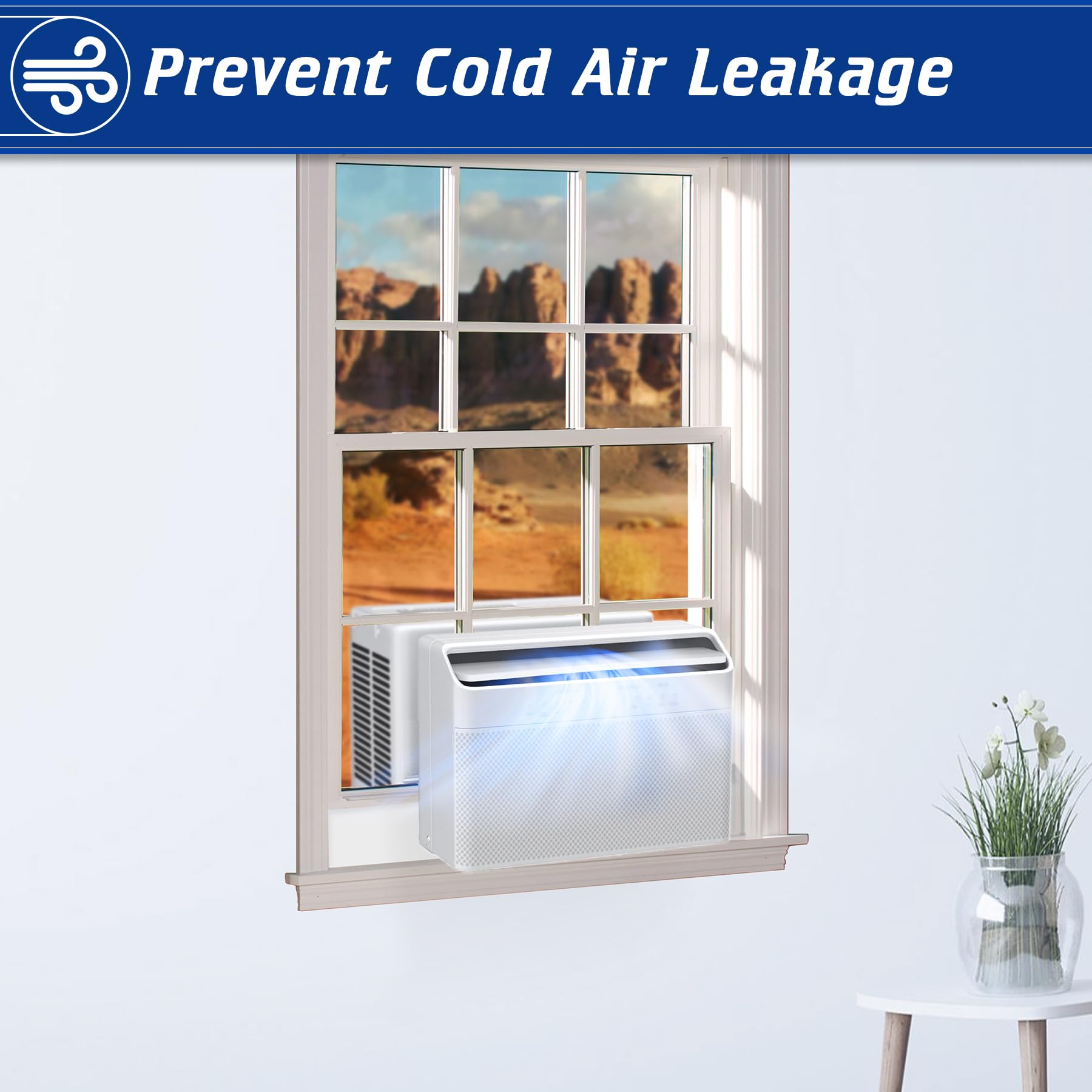 U-Shaped Window AC Foam Insulation Blocks - 2 Pack for Air Leakage Prevention with Seal Strip | Perfect for Home, Office & Apartment Cooling Efficiency