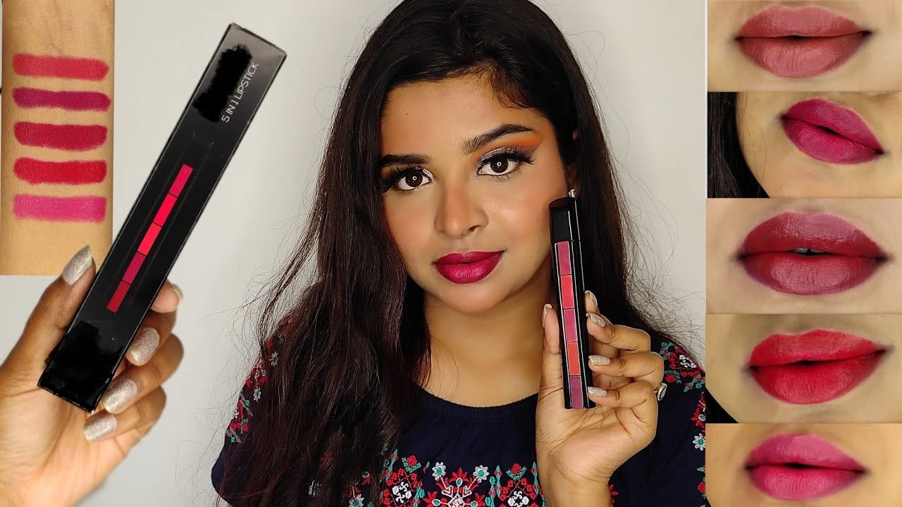 Girls Ultra Smooth Beauty Creamy Matte 5-in-1 Fantastic Lipstick - The Reds (7.5g) | Long Lasting Moisturizing Lip Color for Daily Wear, Parties & Special Occasions