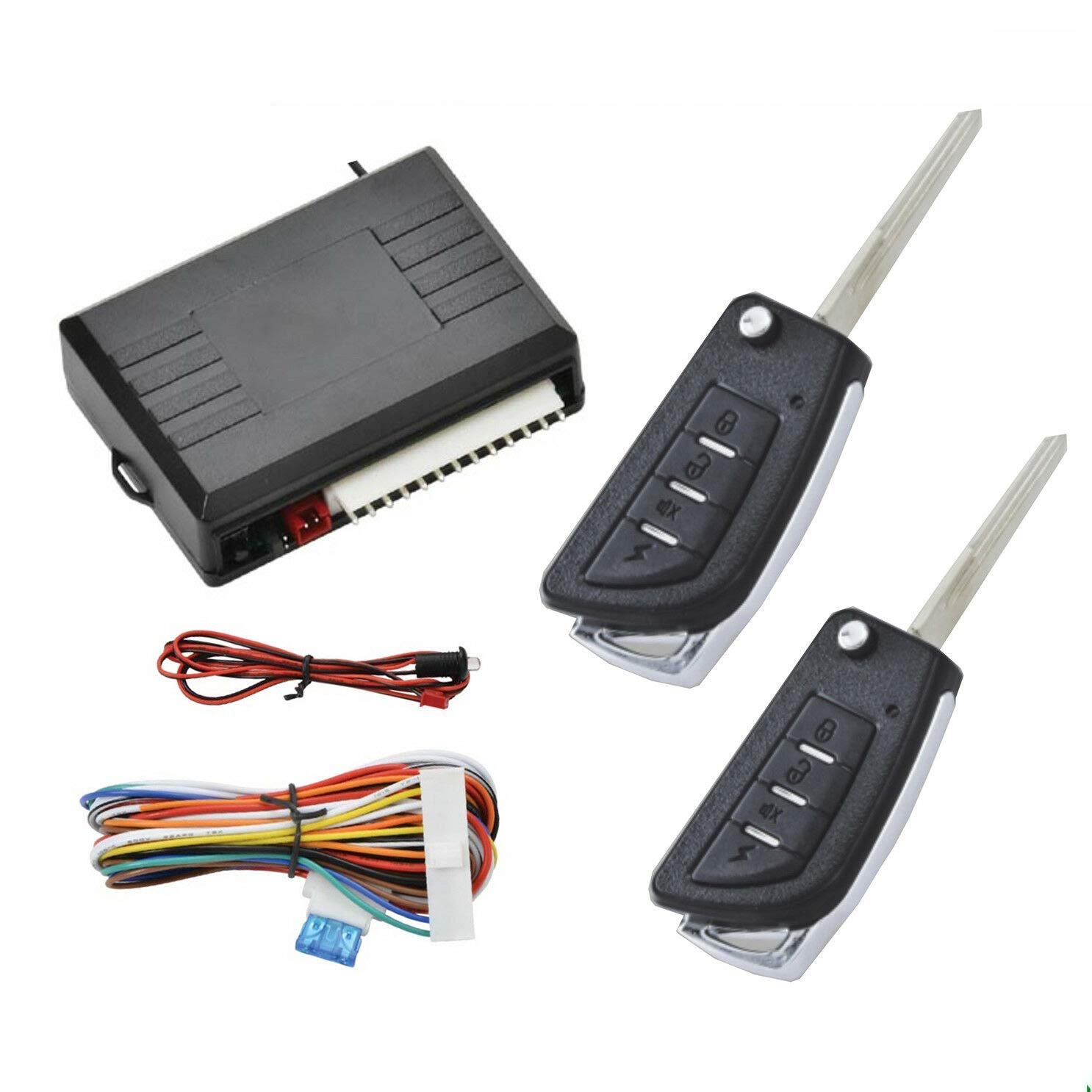 Universal Car Remote Control Keyless Entry System - Central Door Lock Upgrade Kit with Control Box & 2 Replacement Remotes (Style 14) | Easy Installation for Vehicle Security & Convenience | Perfect for Car Owners, Auto Shops & DIY Enthusiasts
