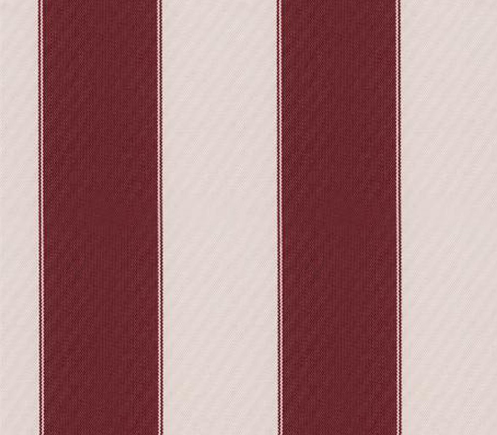 Waterproof Indoor/Outdoor Burgundy & Ivory Fabric Bordered Deck Stripe - 60
