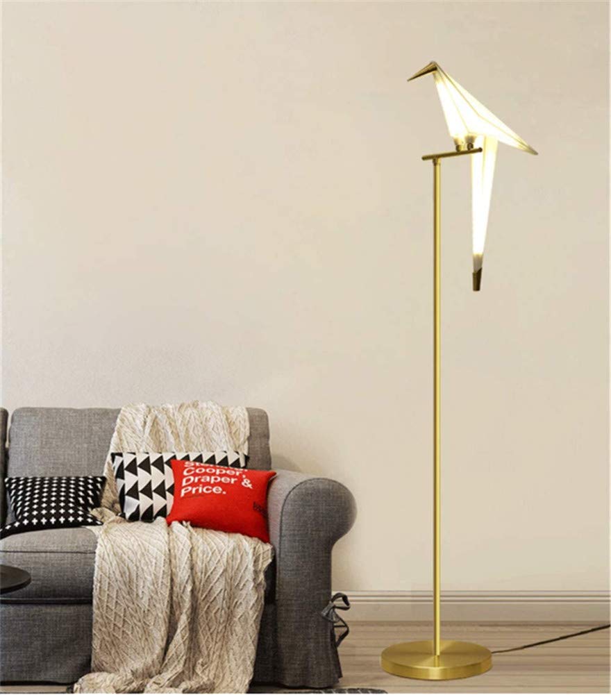72 Inch Modern LED Paper Crane Bird Floor Lamp with PVC Lampshade & Metal Base - Elegant Lighting for Bedroom, Living Room, Dining Room, Study or Loft Decor (One Bird Design) - Perfect for Creating a Cozy Ambiance and Artistic Focal Point