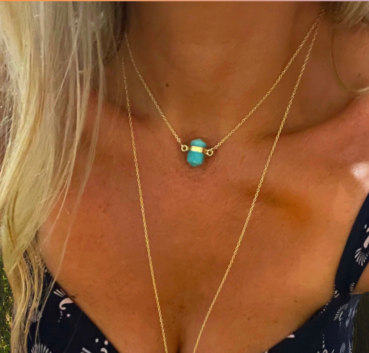 Amazonite Crystal Necklace for Women - Gold Plated Healing Stone Jewelry for Positive Energy & Stress Relief - Perfect for Meditation, Yoga & Spiritual Gifts