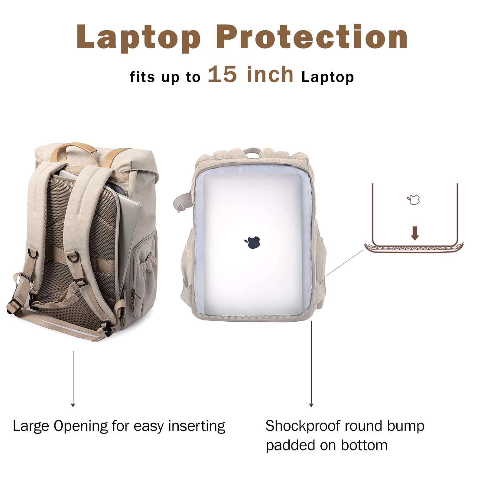 BAGSMART Anti-Theft DSLR SLR Camera Backpack with Rain Cover - Waterproof Canvas Photography Bag Fits 15